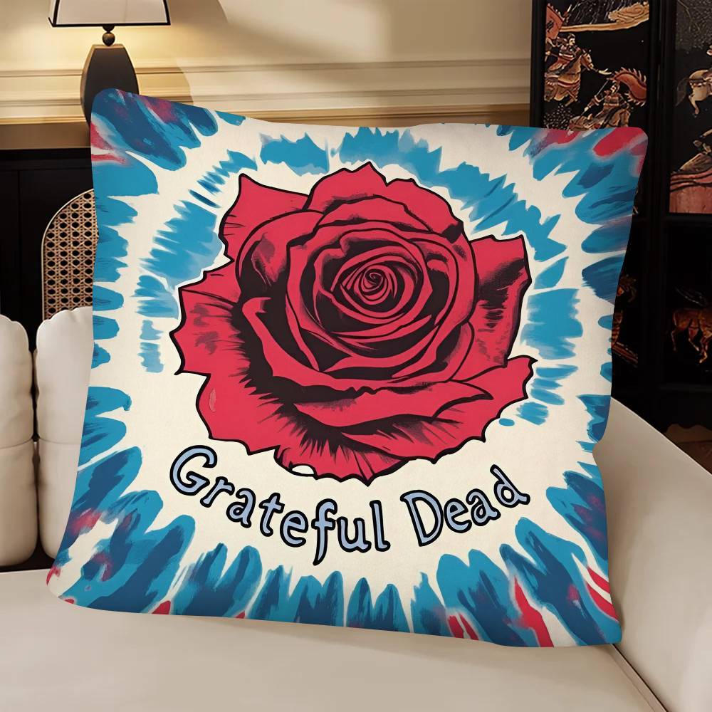 Band GGrateful DDead Pillow Case Fashion Square Pillowcase Bedroom Sofa Room Ins Decoration Leisure