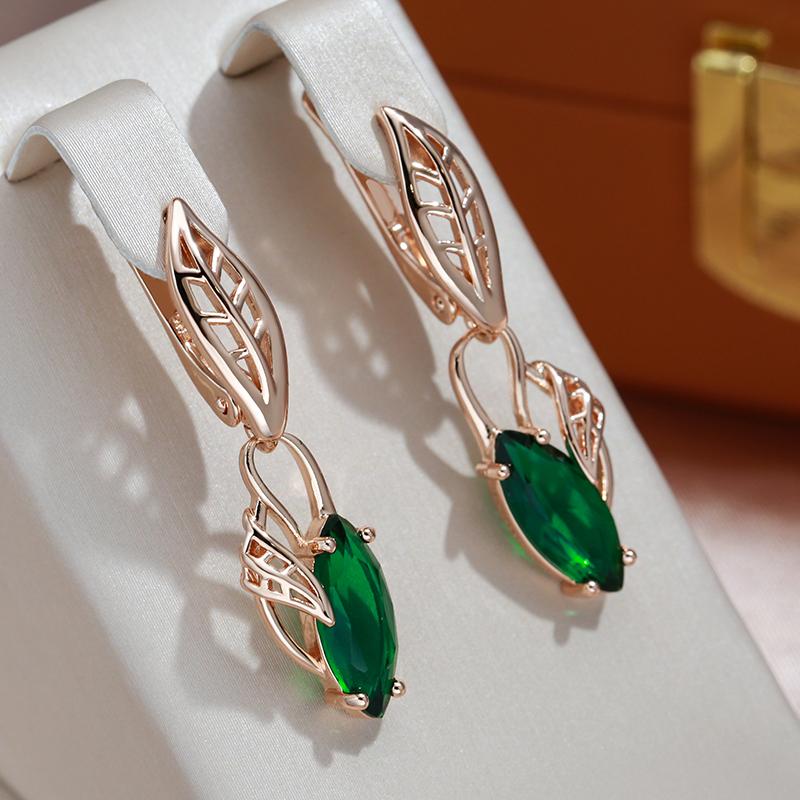 Элегантные серьги-капли в виде листьев с зеленым цирконом, женские винтажные украшения для свадебной вечеринки