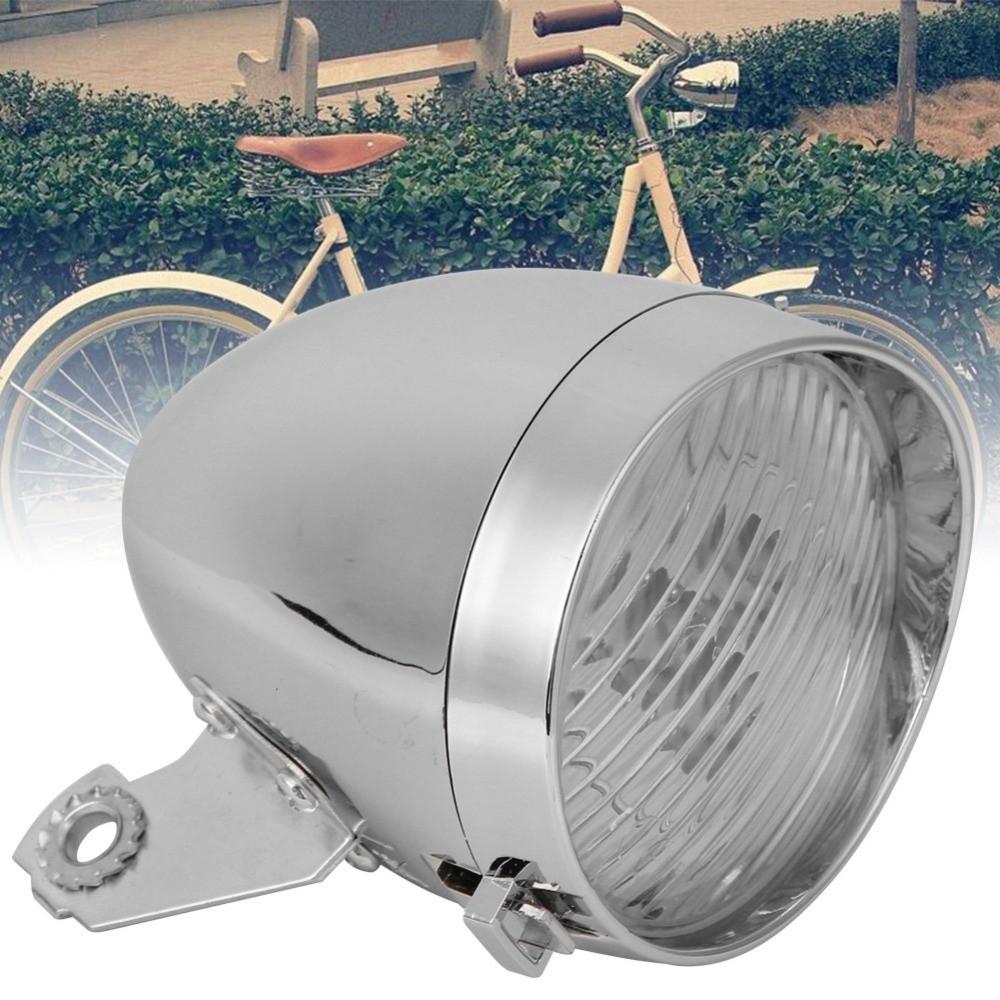 Black and Silver Retro Bike Headlamp 3 LED Cycling Lighting Accessory for Night Riding