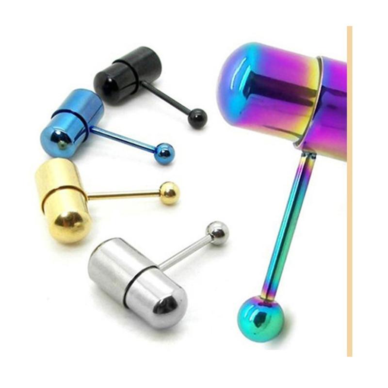 Vibrating Tongue Ring Mixed Colors Prickly Straight Barbells Body Piercing Jewelry Tongue Bar Stud for Women Men