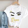 Women Summer Fashion Tshirt Short Sleeve Letter Eye Lashes Trend Style Lady Print Tee Top Female Clothing Casual Graphic T-shirt