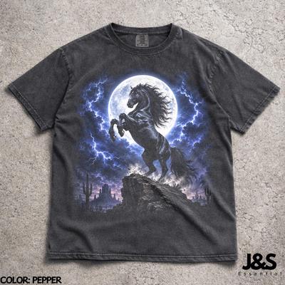 Horse Vintage 90s Graphic Style Comfort Colors® Tshirt, Retro Wild Stallion Moon Graphic Tee, Y2K Western Cowboy Horse Shirt, Gothic Desert