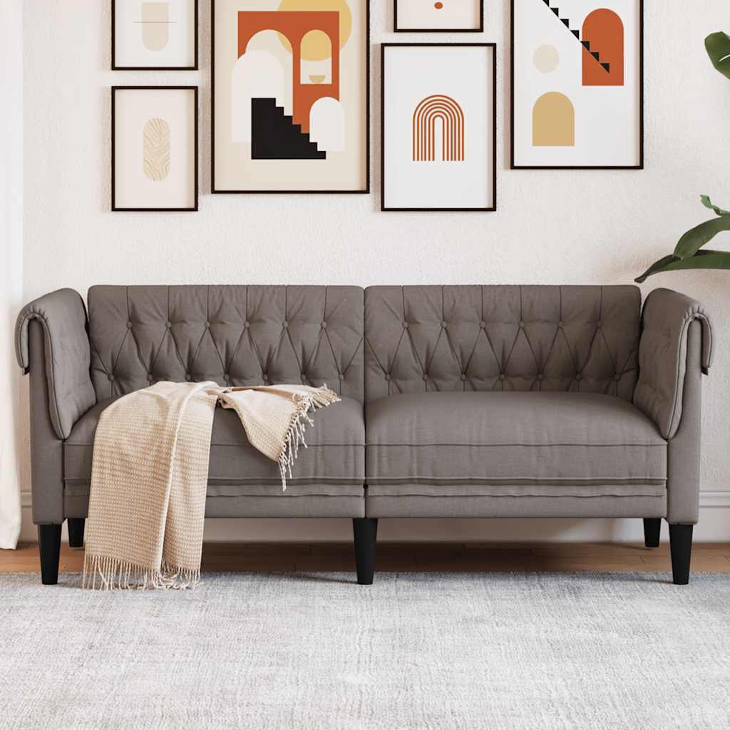 Chesterfield Sofa 2 Seater Taupe Fabric
