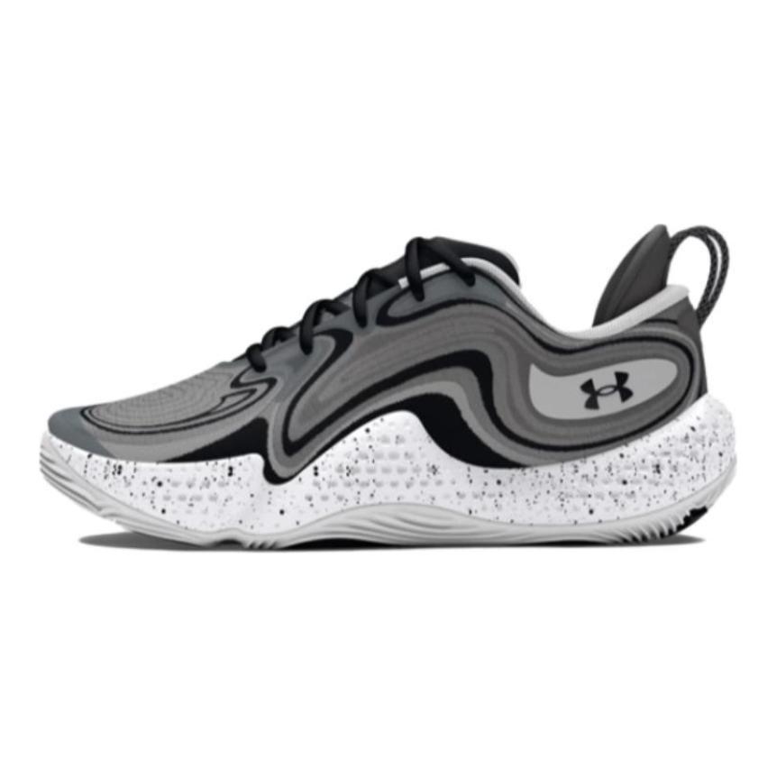 Under Armour UA Spawn 6 Нескользящие Устойчивые к истиранию Низкие Баскетбольные кроссовки Унисекс Черно-серые Кроссовки 3027263-102