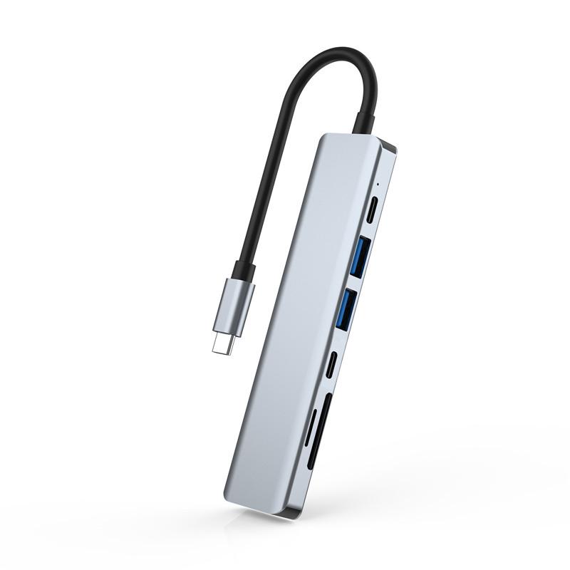 Концентратор USB C 7 в 1, совместимый с HDMI адаптер 4K, 30 Гц, PD, 87 Вт, разветвитель USB 3.0, устройство чтения карт памяти TF/SD, док-станция типа C для телефона/ПК/ноутбука