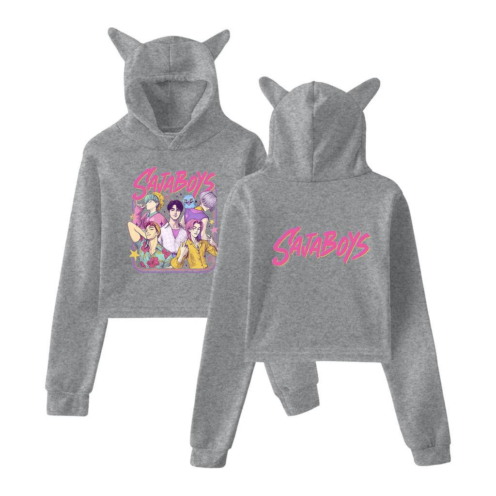 Anime Kpop Demon Hunter Printed Crop Tops Women Sweatshirt Long Sleeve Girls Fashion Sweatshirts Gift