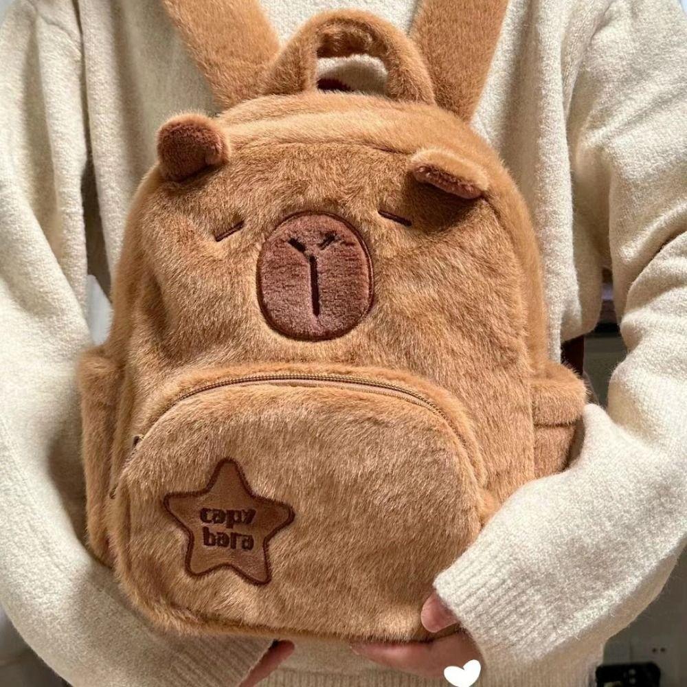 Animal Cartoon Capybara Plush Backpack Plush Capybara Capybara Plush Bag Female Lady Girl