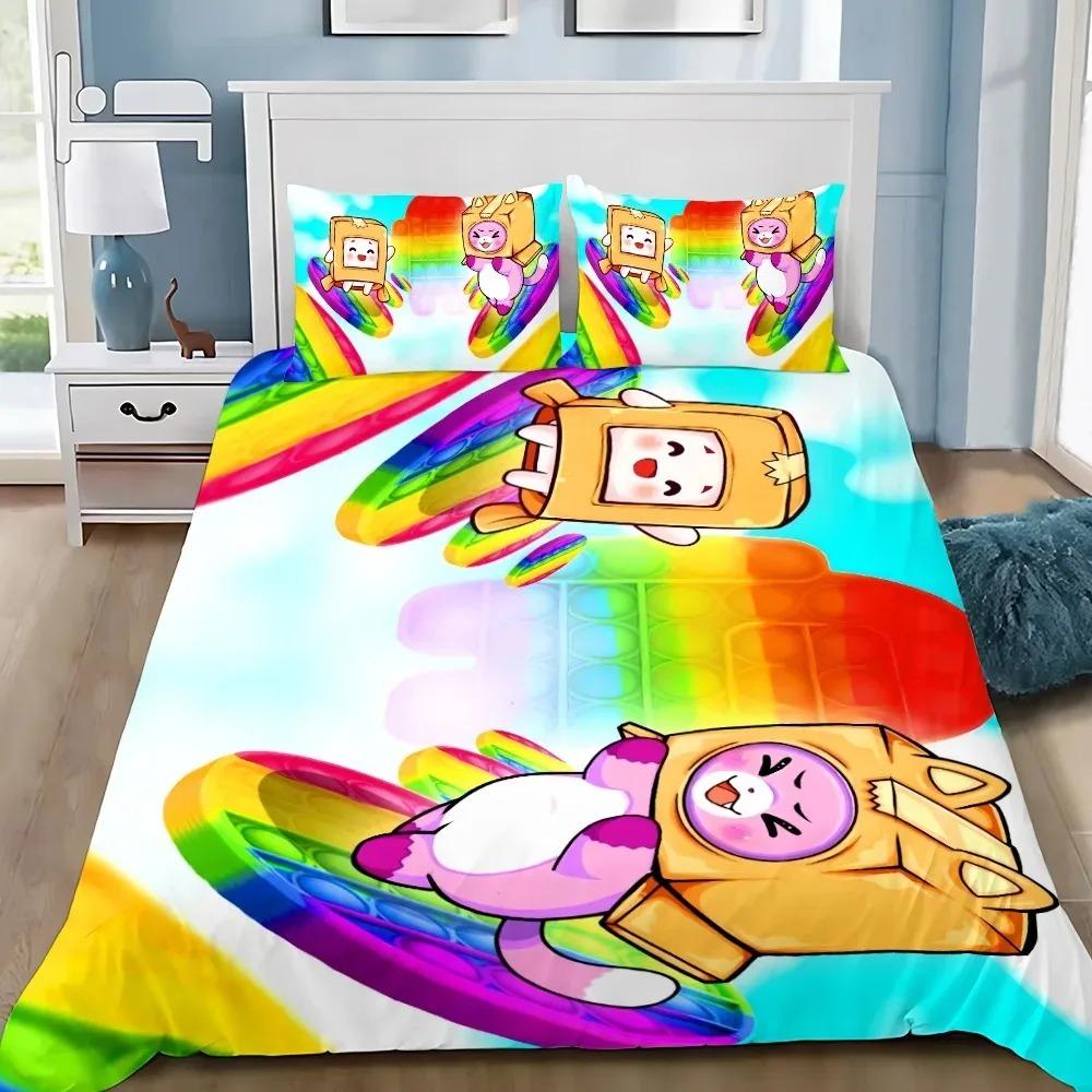 Lankybox Bedding Set Foxy Boxy Duvet Cover Anime 3D Printing with Pillowcase For Kids Adults For Single Bed Double Bed