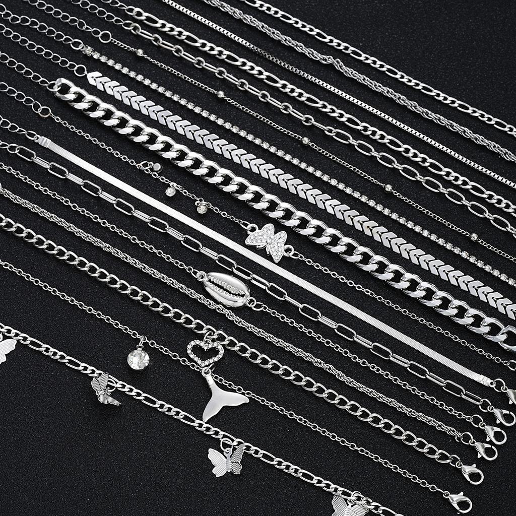 iF ME Элегантный набор из 17 золотых браслетов на щиколотку с подвесками в виде бабочки, сердца и ракушки, украшения для ног для женщин, идеальный подарок для отпуска