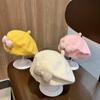 Flower Baby Beret Hat Solid Color Winter Warm Knitted Beanie Cap for Infant Girls Korean Toddler Princess Artist Painter Caps
