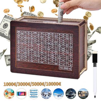 Копилка 1000/3000/5000/10000 евро, деревянная шкатулка для хранения денег, копилка с многоразовыми деньгами, креативная детская копилка