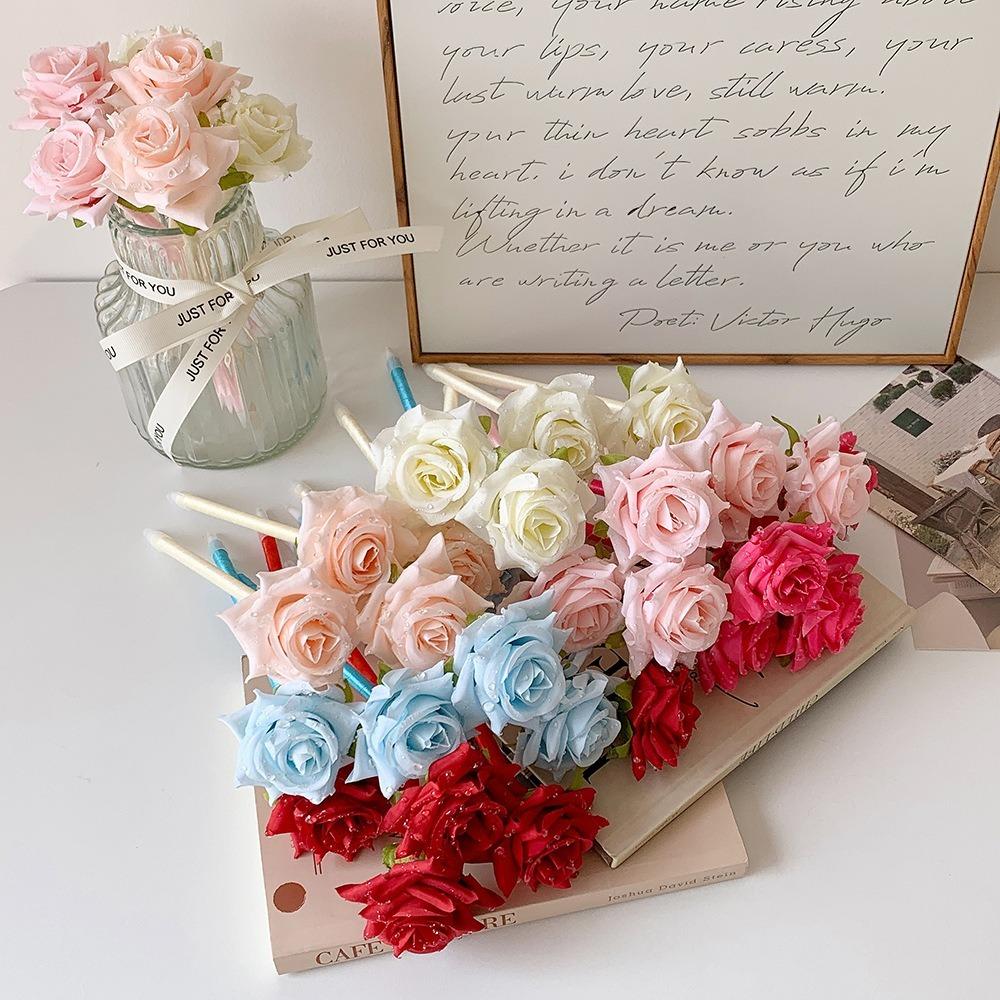 0,5 мм шариковая ручка с искусственным цветком, гелевая ручка с креативным дизайном и цветочным рисунком