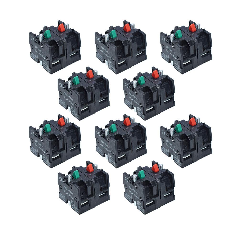 10PCS Pushbutton Switch Auxiliary Contacts Copper Contact NO And Normally With Thickened Outer Shell & An Insulated Modular Base