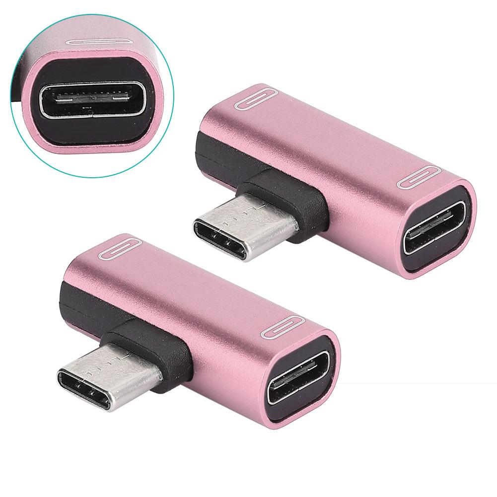 2 шт. Конвертер-разветвитель Type-C Двойной 2 в 1 на наушники USB o Адаптер для зарядки Розовый(розовый )