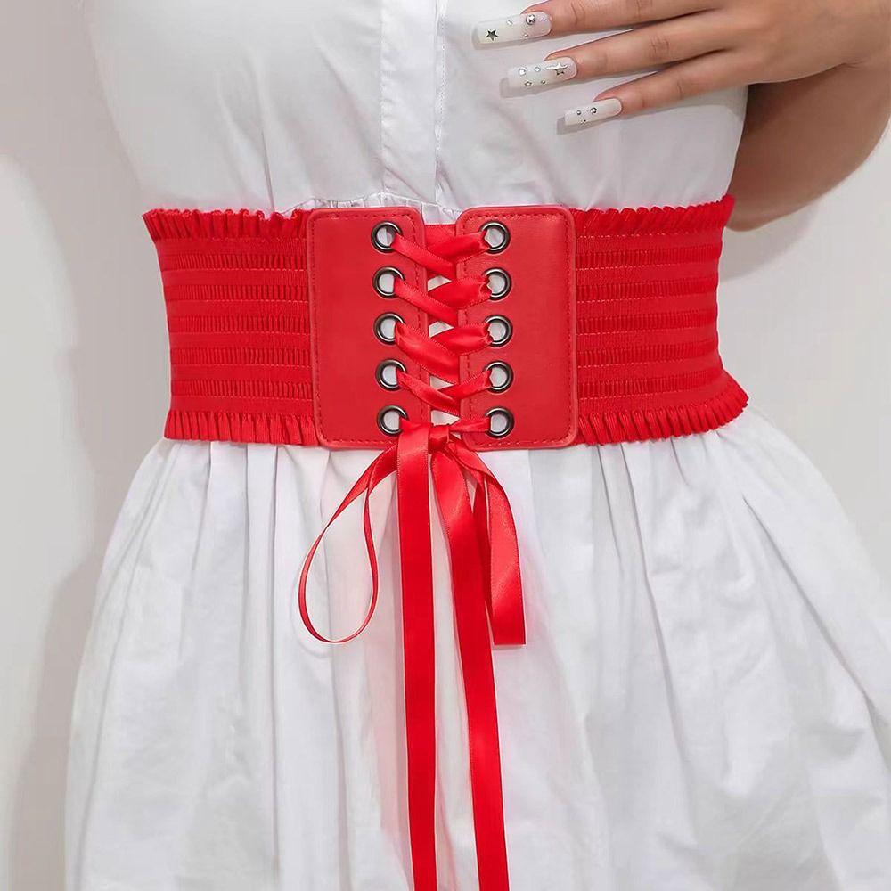 PU Leather Corset Waist Belt Stretchy Waist Bands Body Shapewear  For Skirts Dress Top Clothes