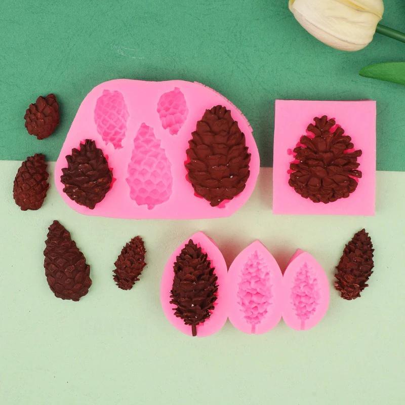 3 стиля листвы рождественской елки шишка силиконовая форма смола инструменты для вечеринки кексы помадка торты украшения инструменты