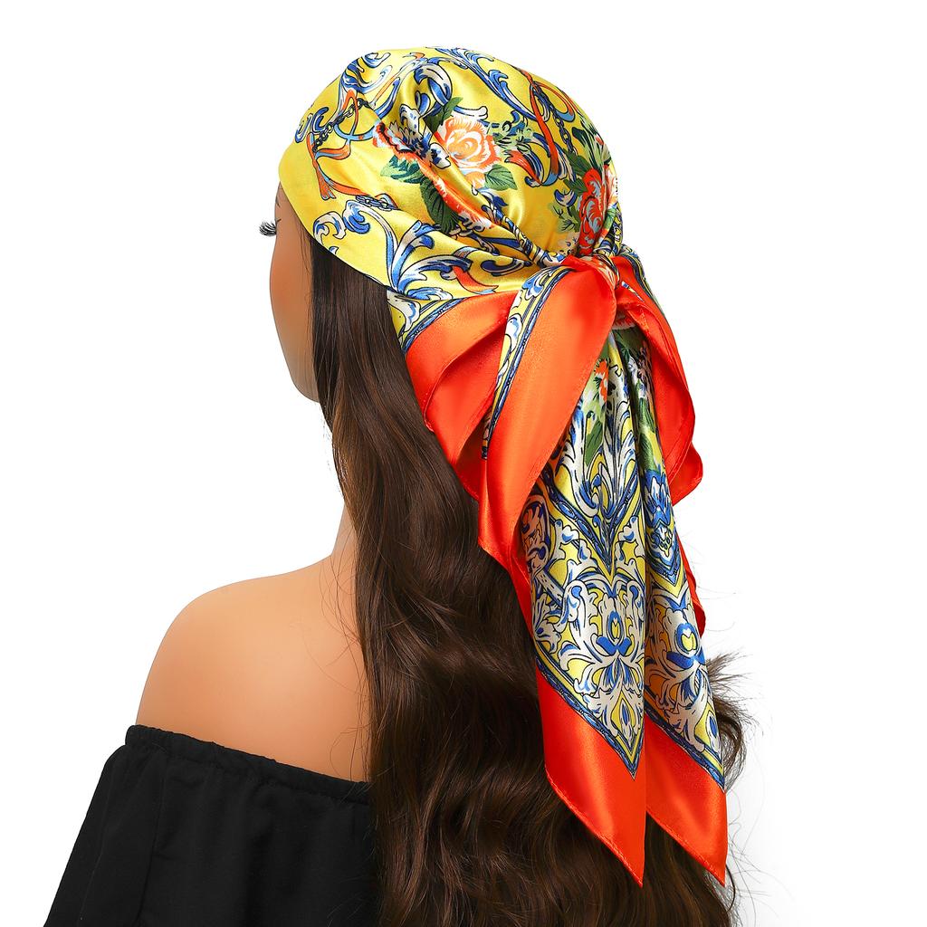 Square Scarf Fashion Silk Satin Print Small Head Neck Scarf Women Headscarf Kerchief Female Bandana Shawl Accessories