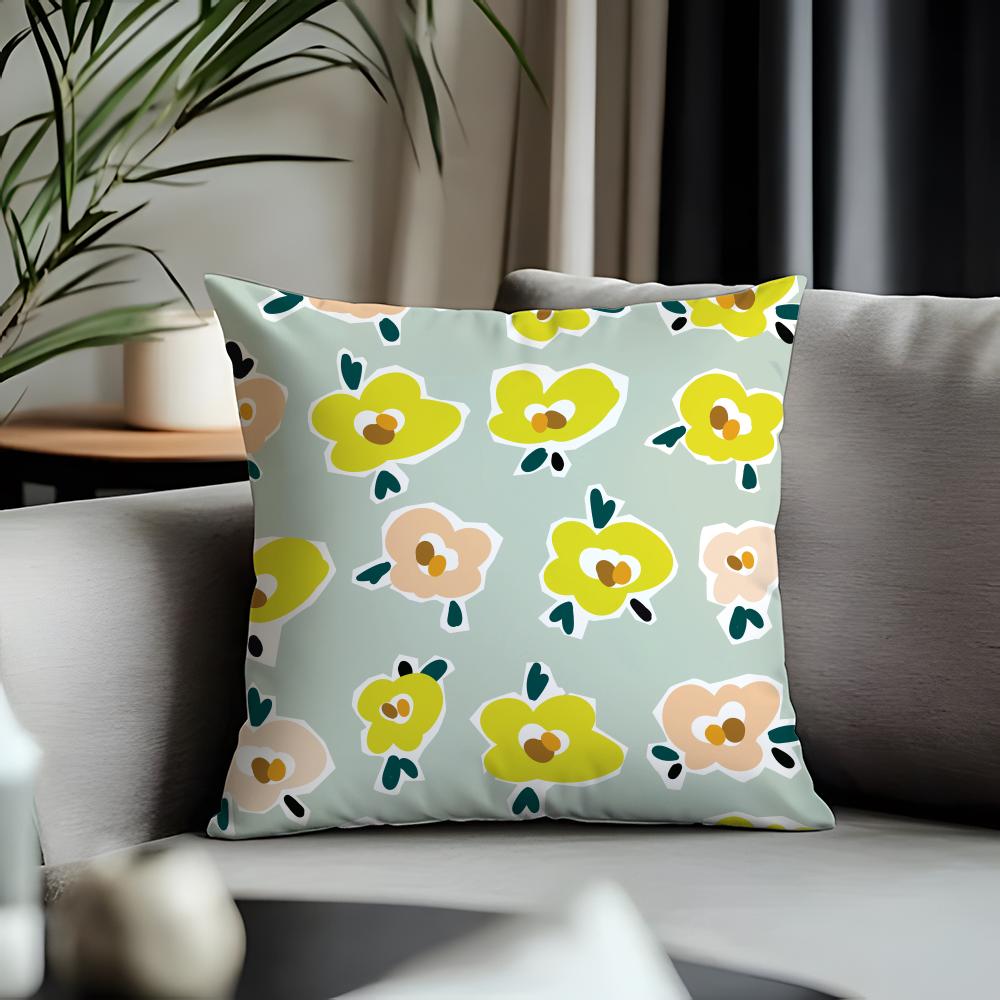 Fashion FFloraling Cushion Cover Antidustmite Pillowcase Invisible Zipper Silky Short Plush Sofa Cushion Cover
