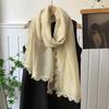 Scarf Atmosphere Solid Color Spring and Autumn Summer Fashion Lace Silk Scarf Neck Protection Scarf Shawl Dual-purpose