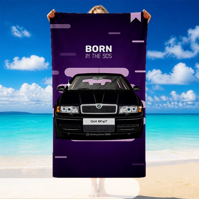 Quick Dry Beach Towel Skoda Pattern, Lightweight Absorbent Towel for Pool Beach Vacation Use