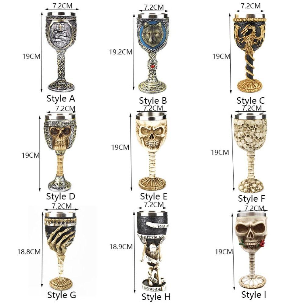 Skeleton Viking Dragon Drinking Mug Punk Skull Goblet Gothic Wine Cup  Halloween Gift