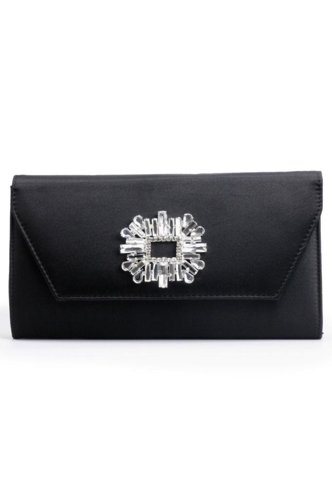 Women's Stylish and Useful Evening Dress Bag Gray Satin Stone Evening Bag