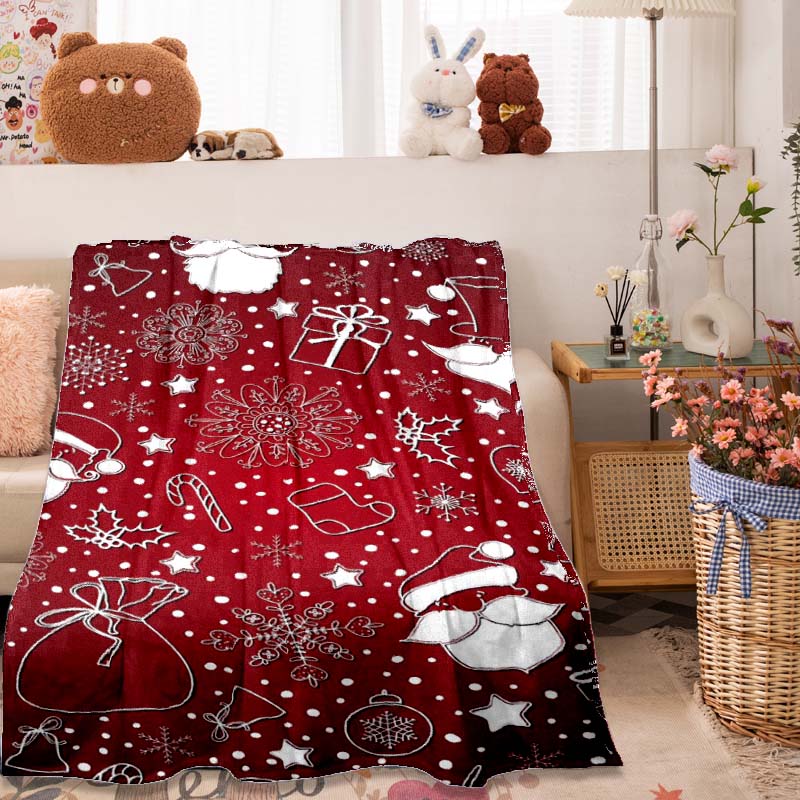 Santa Claus & Snowman Flannel Blanket – Merry Christmas Cartoon Holiday Gift – Soft and Cozy Throw for Home, Bedroom, Bed, Sofa, and Kids