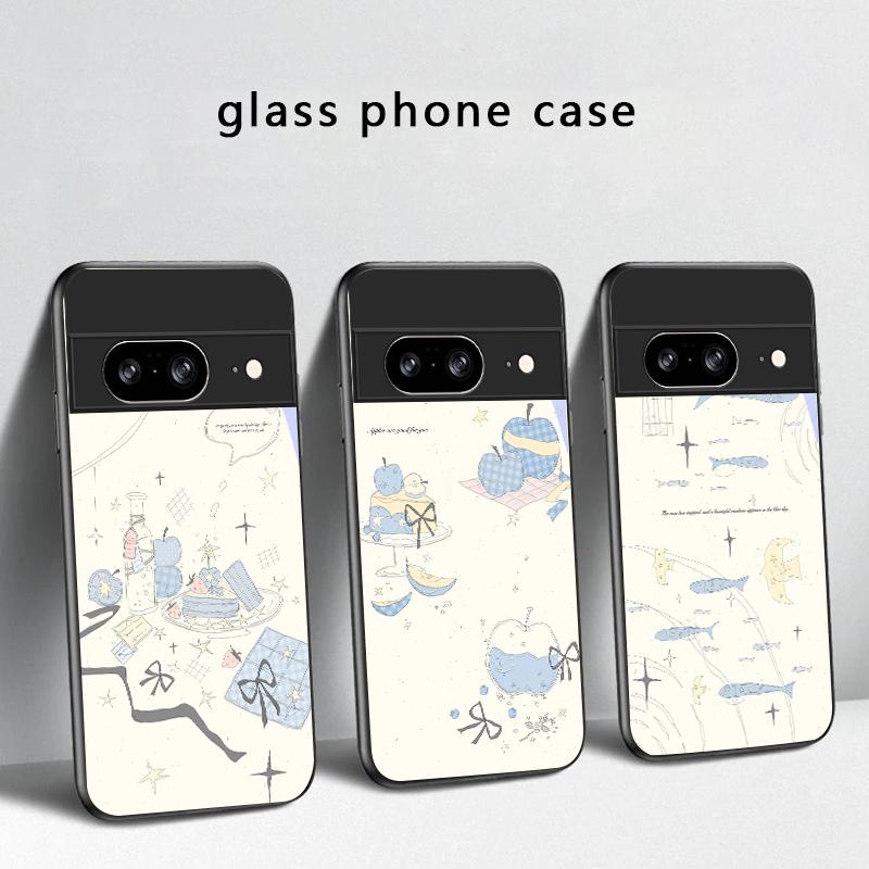 Свежий и целебный бриз Для Google Pixel 8 7 9 10 Pixel 10 Pro XL Pixel 9 Pro XL Pixel 8a 7a Pixel 7 Pro Черный Стеклянный Чехол для Телефона