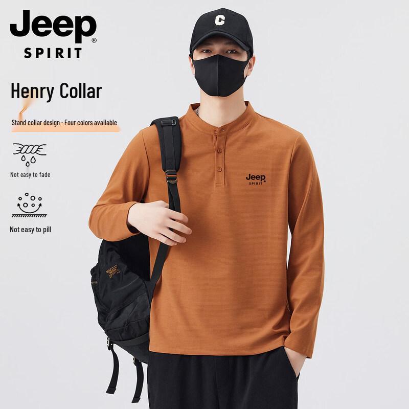 Мужская повседневная футболка с длинным рукавом и воротником-хенли JEEP SPIRIT