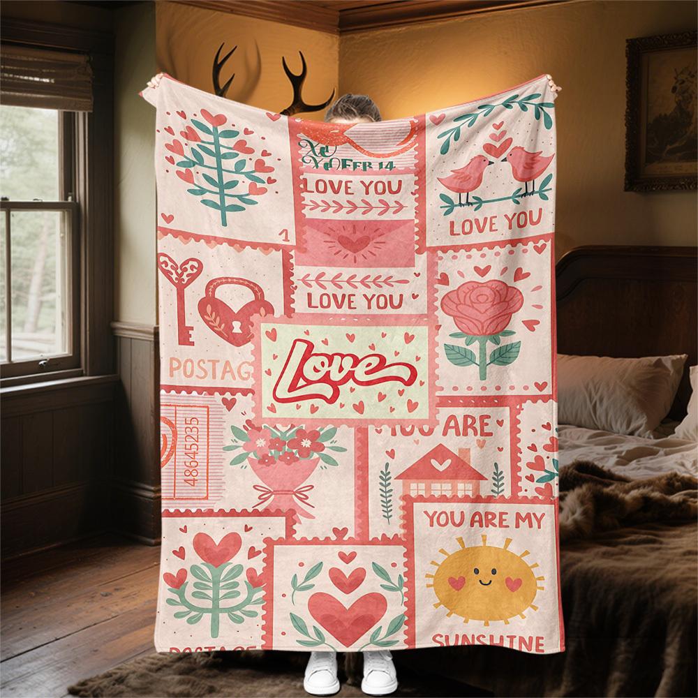 1pc Love Sunshine Outdoor Flannel Blanket Soft Warm All-Season Throw for Sofa Bed Car Camping Office, Cozy Gift Idea1159S