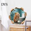 3D Реалистичные Наклейки Животных Смешная Наклейка на Стену 'Дыра Хомяка', Отклеивающаяся и Наклеивающаяся, Наклейка с Водонепроницаемым ПВХ, Художественный Эффект, Милая для Ванной Комнаты, Спальни