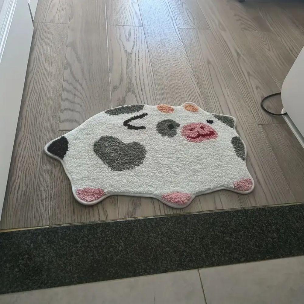 Мультяшные Милые Коврики для Пола в Ванной Комнате с Коровкой, Впитывающие Воду и Противоскользящие Коврики для Ног, Ковры для Спальни, Домашний Декор