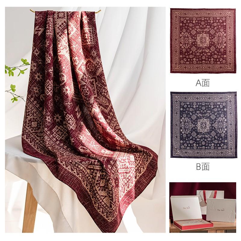 Double-sided Silk Wool Scarf Shawl Non-Heritage Warm Sun Protection Elegant Square