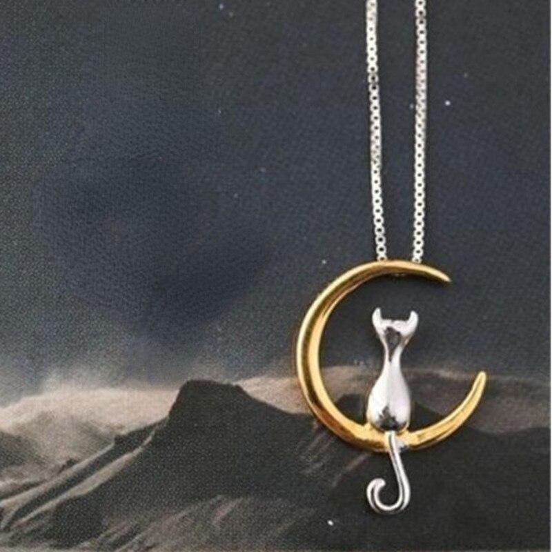BELLA BOX Trendy Silver Plated Moon Cat Women Necklace Romantic Anniversary Girl Gift Delicate Female Pendant Necklace Jewelry
