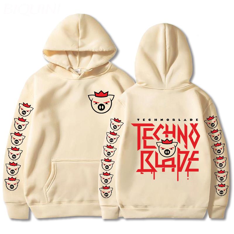 Technoblade Harajuku Аниме Толстовки Толстовки Манга Мультфильм Печатные Повседневные Пуловеры Свободные с капюшоном Унисекс Большие размеры Мужские пальто Уличная одежда