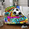 Custom Name Soccer Theme Printed Blanket - Perfect for Couch, Bed, Travel & Outdoor Use | Machine Washable, Cozy & Durable.