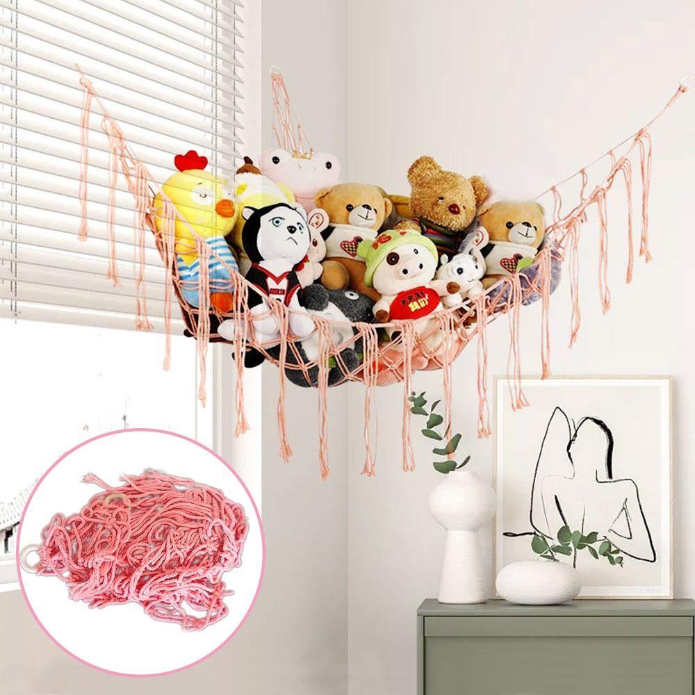 Wall Corner Hanging Storage Net Organizer Woven Triangle Toy Net Creative Mesh Hammock