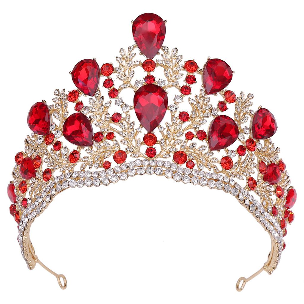 Queen Crowns Rhinestone Princess Tiaras Silver/Gold/Red/Green/Blue Rhinestone Show Headwear for Bridal Birthday Party Prom Halloween