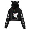 2021 Attack on Titan Anime Print Crop Top Hoodie with Cat Ears for Girls