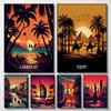 Vintage City Caribbean Egypt Venice Rome Dubai Landscape Art Poster Canvas Painting Wall Prints Picture Living Room Home Decor