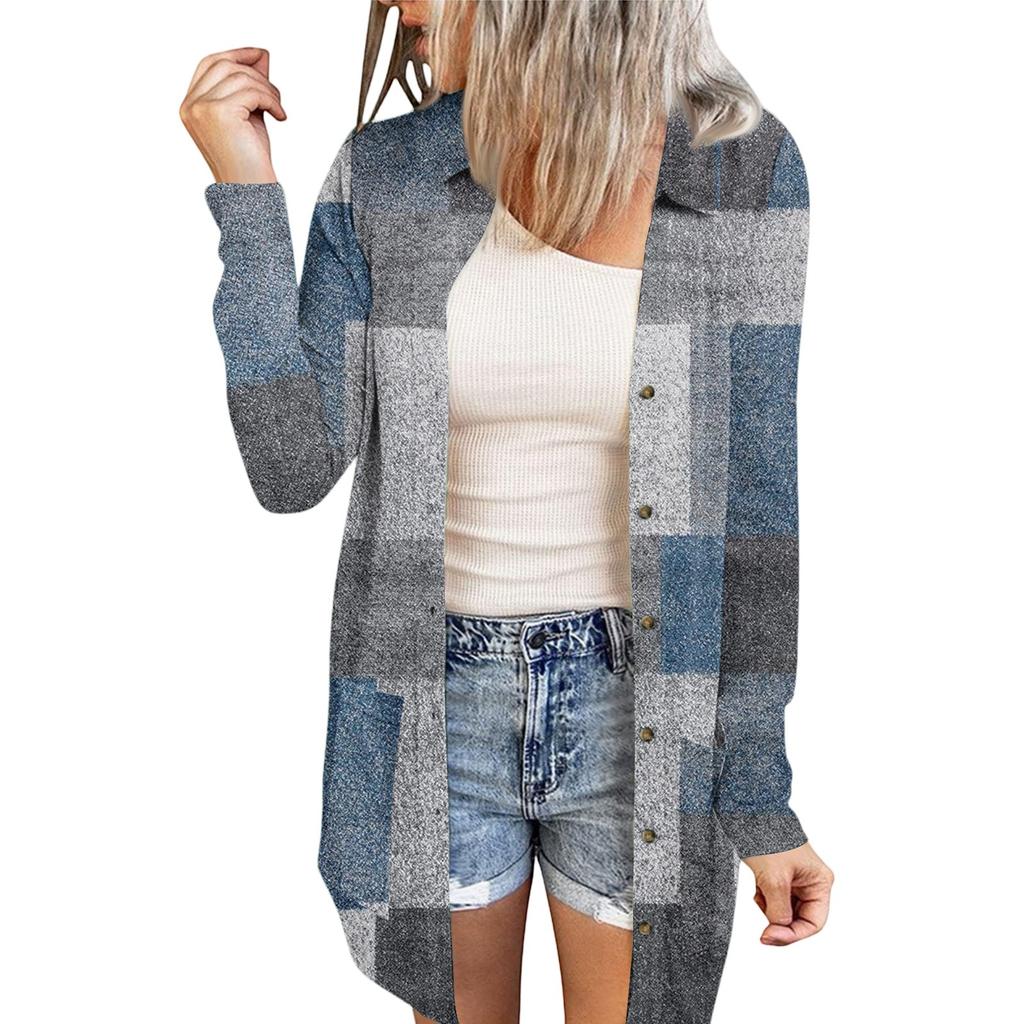 Women's Casual Fashion Floral Print Long Sleeve Mid-Length Cardigan Jacket