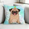 Cute Pug DogG CCartoon Pillow Case Square DoubleSided Sofa Cushion Cover Bedroom Bedside Pillow Gift