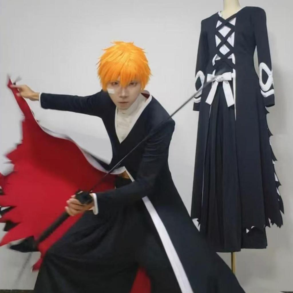 Аниме BLEACH Косплей Костюм Куросаки Ичиго Японский Манга Косплей Черно-белый Наряд Хэллоуин Ролевая Игра Форма для Мужчин