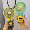 Cute USB Rechargeable Mini Fan Cartoon Portable Silent Handheld Fan for Students Dormitory Girls
