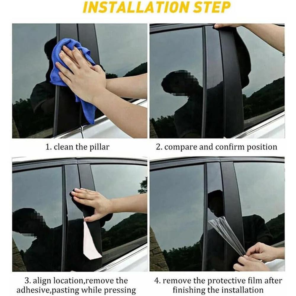 6 шт. глянцево-черные накладки на стойки окон, накладки на двери для Toyota Sienna 2021-2024