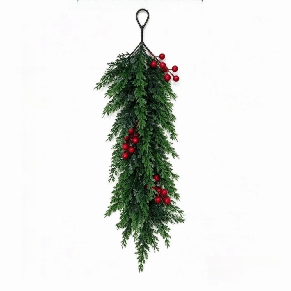 Poinsettia Berries Decor Christmas Wreath Plastic Christmas Wall Decorative Christmas Decor
