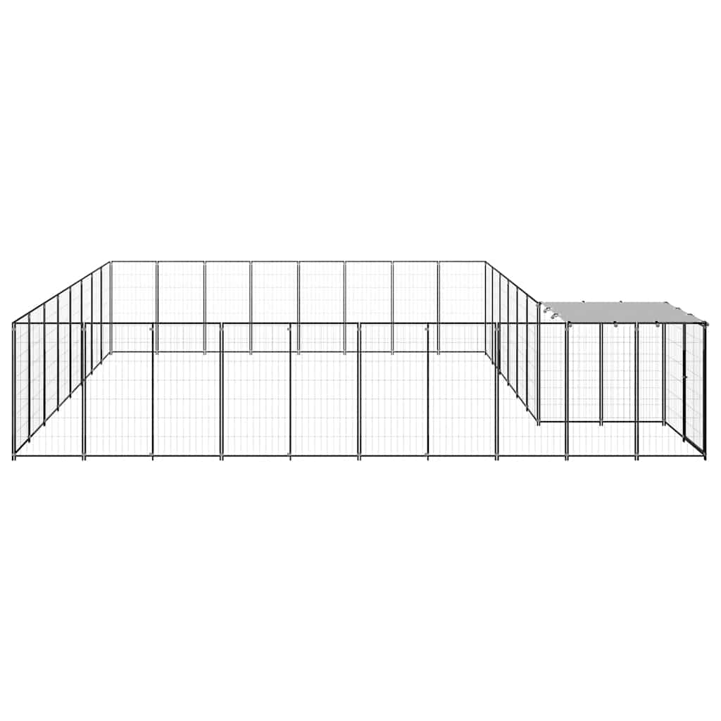 Dog Kennel Black 20.57 m² Steel