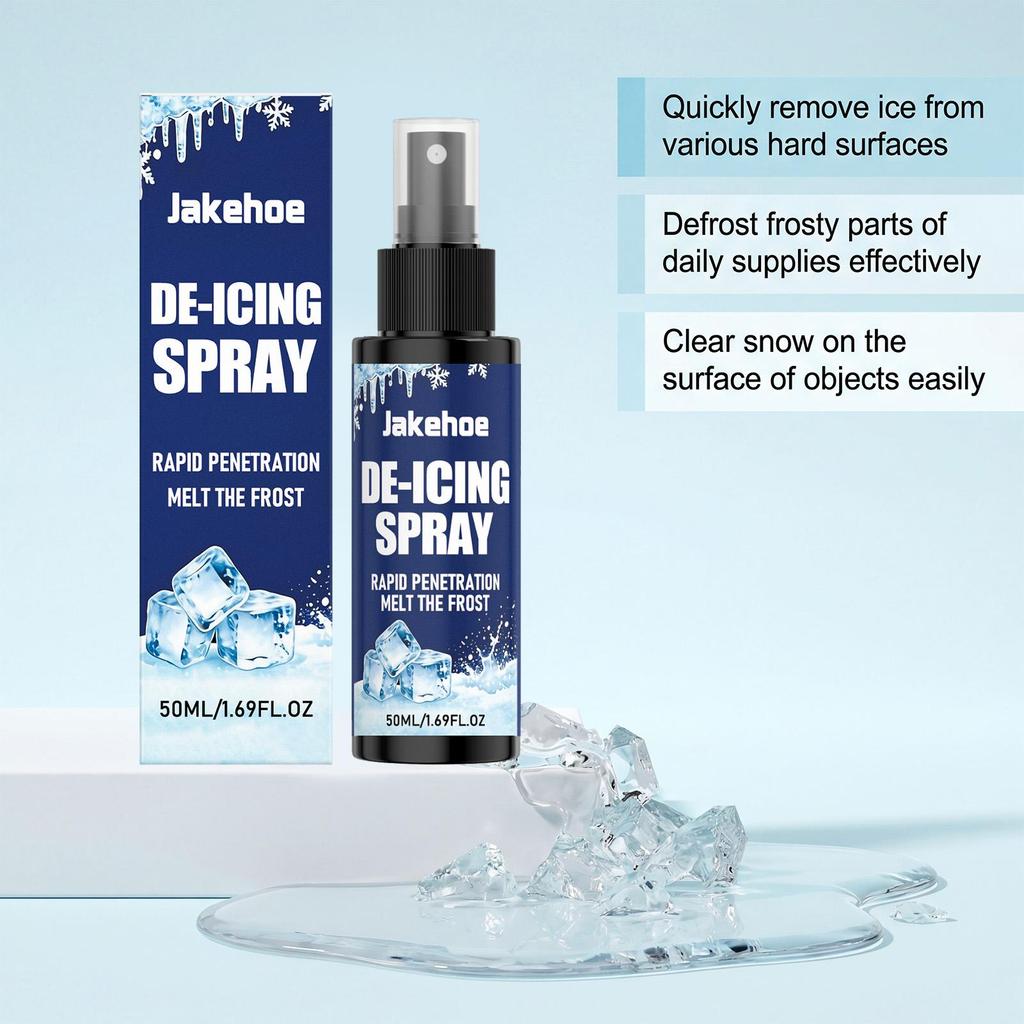 Jakehoe deicing spray quickly melts ice, defrosting, clears snow, hard surface, suitable for clean and non-marking multi-scene use 50ml