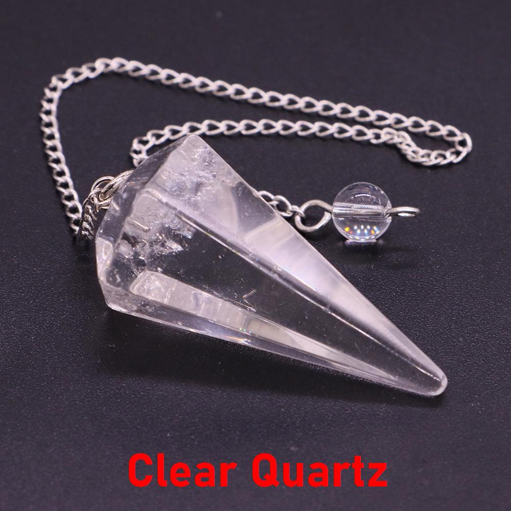 Natural Stone Reiki Healing Pendulum,For Dowsing Spiritual Divination Cone Crystal Quartz Pendulos Small Size Necklace Jewelry
