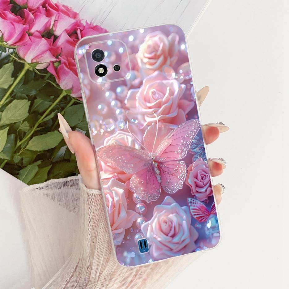 Чехол для Realme C11 2021 RMX3231 Цветы Расписной Чехол Мягкий Силиконовый Чехол для Телефона Для Realme C20 C 11 RealmeC11 2021 Сумки